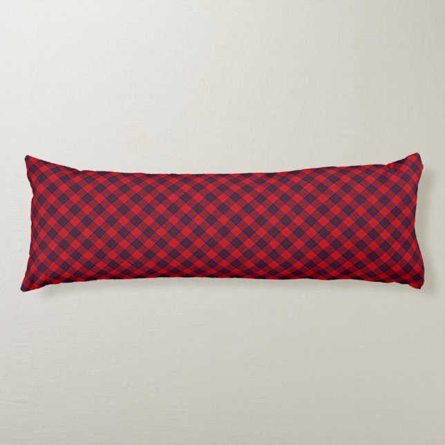 Leslie tartan red blue purple plaid body pillow (Front)