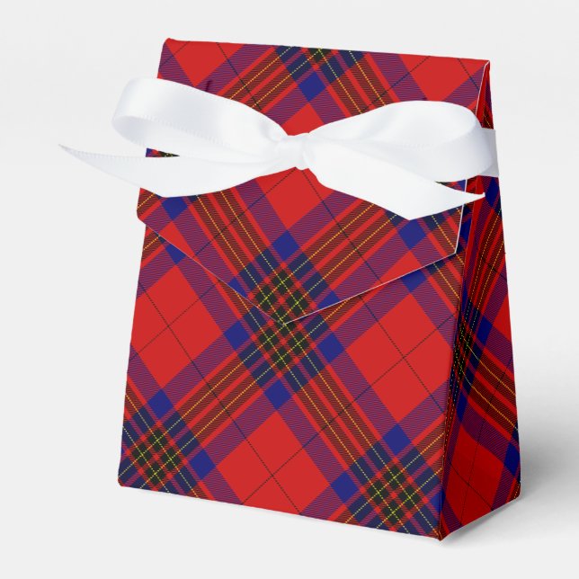 Leslie tartan red blue purple plaid favor box (Front Side)