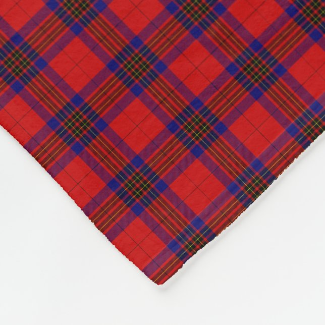 Leslie tartan red blue purple plaid fleece blanket (Corner)