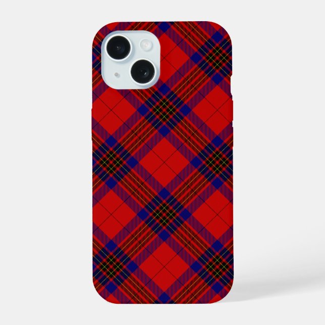 Leslie tartan red blue purple plaid iPhone 15 case (Back)
