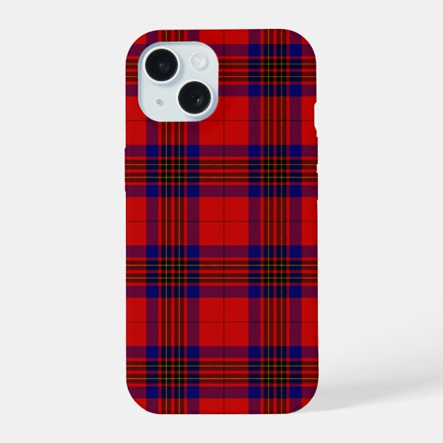 Leslie tartan red blue purple plaid iPhone 15 case (Back)