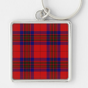 Leslie tartan red blue purple plaid keychain