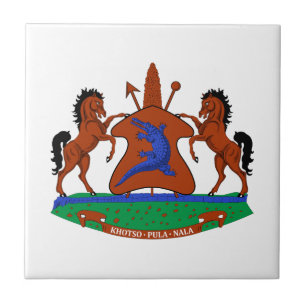 Lesotho coat arms flag country symbol heraldry emb tile