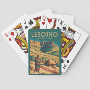 Lesotho Drakensberg Illustration Travel Art Retro Playing Cards