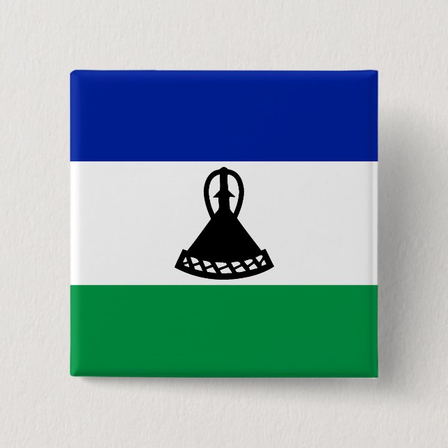 Lesotho Flag 2 Inch Square Button (Front)