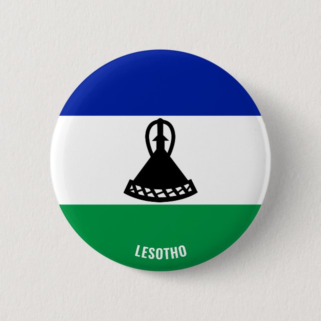 Lesotho Flag Charming Patriotic 2 Inch Round Button (Front)
