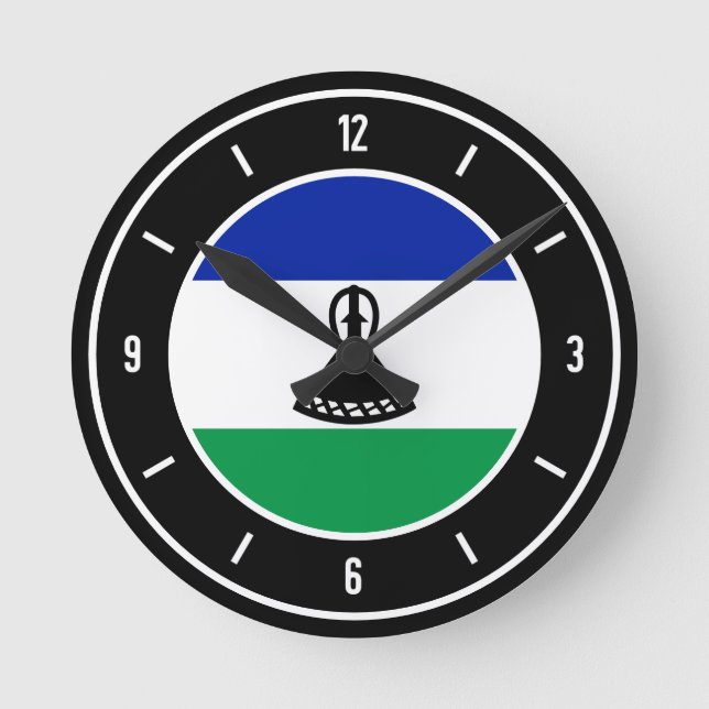 Lesotho Flag Elegant Round Clock (Front)