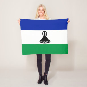 Lesotho Flag Fleece Blanket