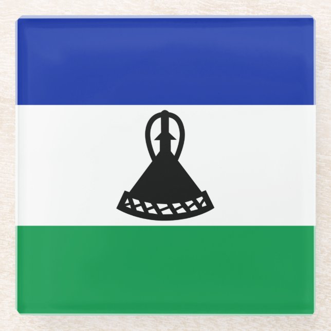 Lesotho Flag Glass Coaster (Front)