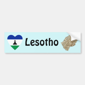 Lesotho Flag Heart + Map Bumper Sticker