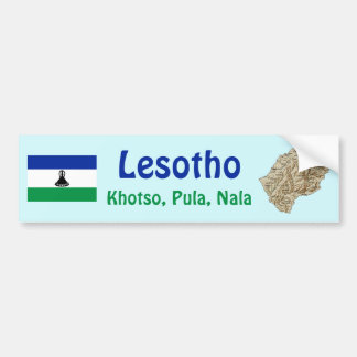 Lesotho Flag + Map Bumper Sticker