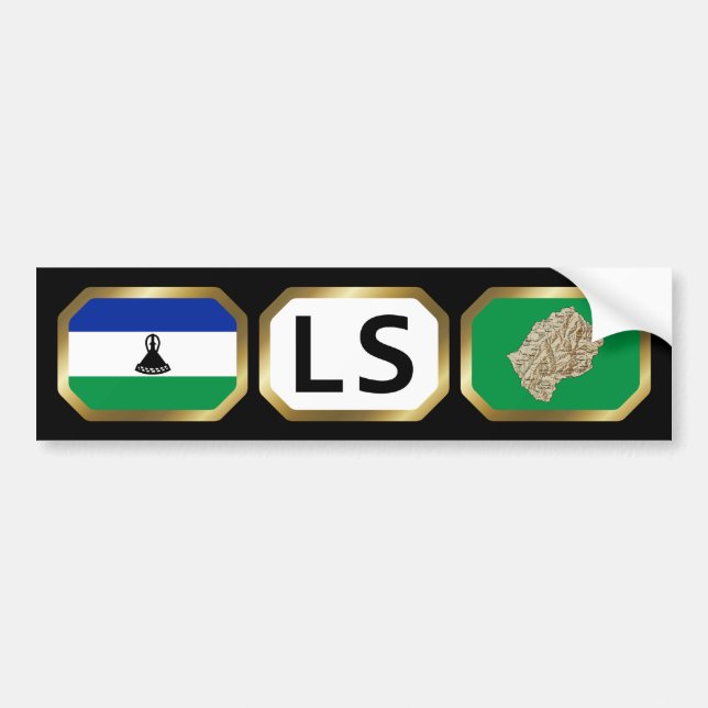 Lesotho Flag Map Code Bumper Sticker (Front)