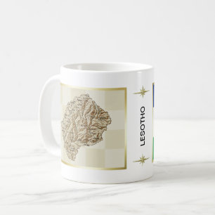Lesotho Flag + Map Mug
