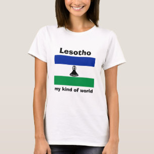 Lesotho Flag + Map + Text T-Shirt
