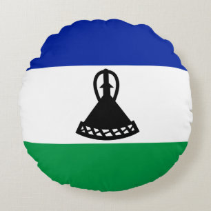Lesotho Flag Round Pillow