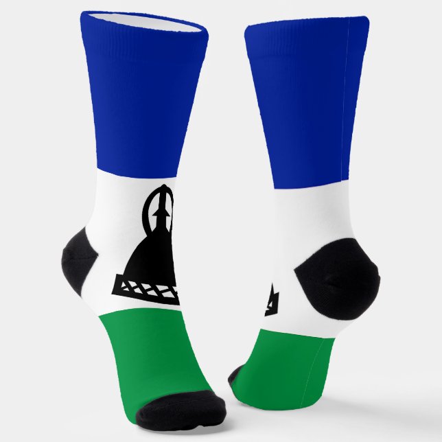 Lesotho Flag Socks (Angled)