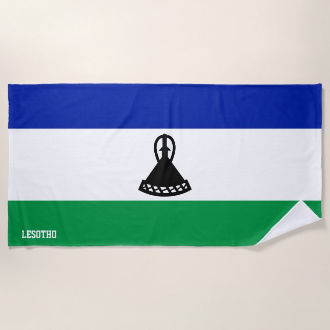 Lesotho Flag Splendid Patriotic Beach Towel (Front)