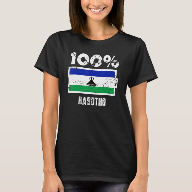 Lesotho Flag Support 100 Basotho Battery Power T-Shirt (Front)