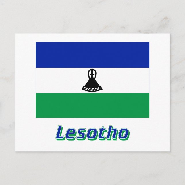 Lesotho Flag with Name Postcard (Front)