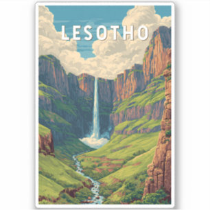 Lesotho Illustration Travel Art Vintage