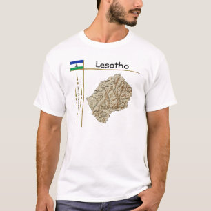 Lesotho Map + Flag + Title T-Shirt