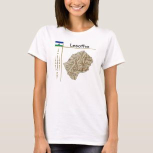 Lesotho Map + Flag + Title T-Shirt