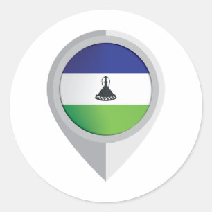Lesotho Pin Location Flag Classic Round Sticker