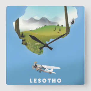 Lesotho South Africa Ski poster Square Wall Clock
