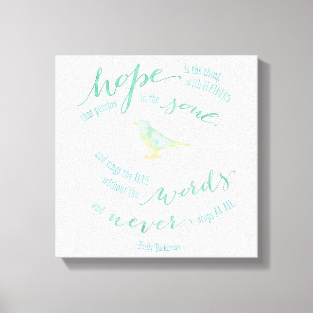 L'espoir est la chose avec plumes Citation Toile (Recto)