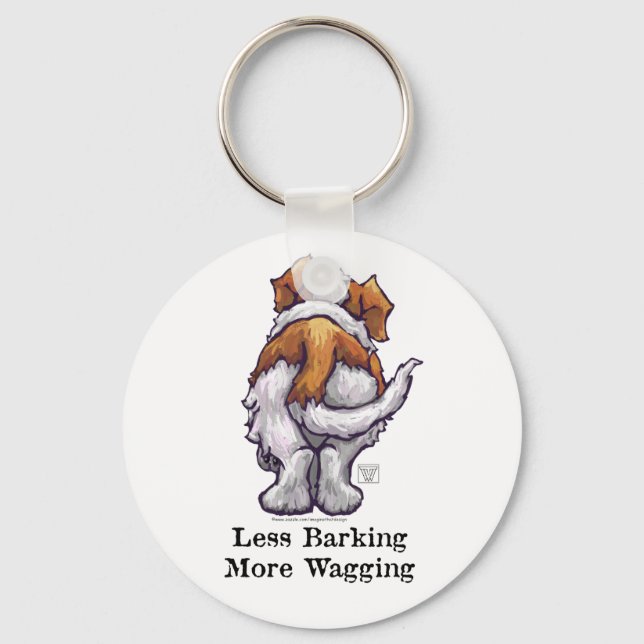 Less Barking, More Wagging Keychain (Front)