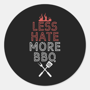 Less Hate More Bbq Head Chef Cooking Culinary Art  Classic Round Sticker