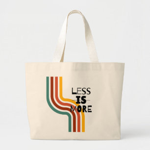 'Less Is More' Retro-Striped Minimalist Large Tote Bag