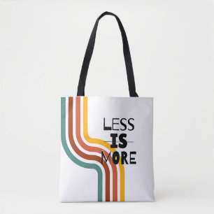 'Less Is More' Retro-Striped Minimalist Tote Bag