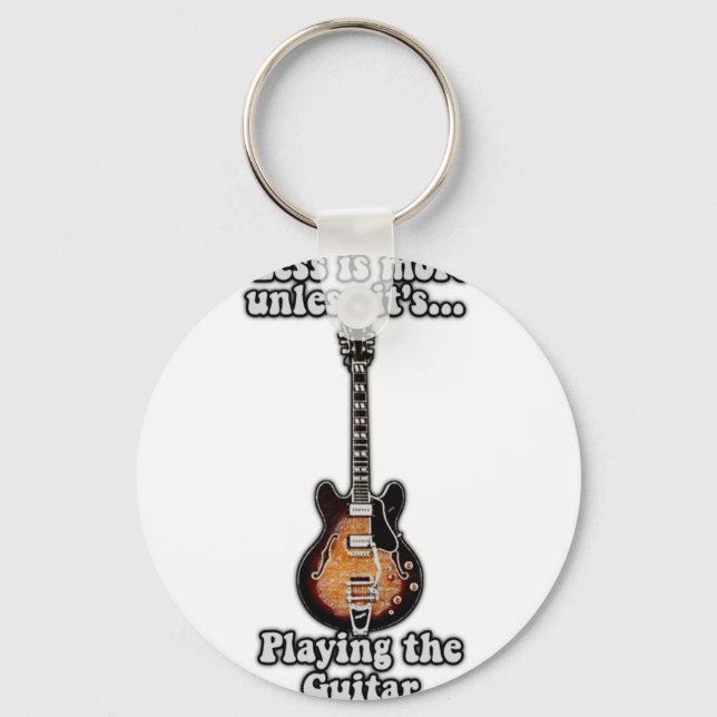 Less is more unless it's playing the guitar. brown keychain (Front)
