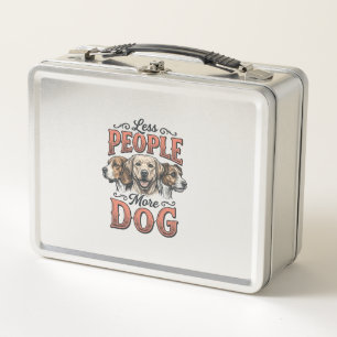 Less People More Dog Vintage Dog Lover Design_1 Metal Lunch Box