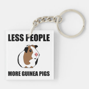 Less People More Guinea Pigs Funny Keychain