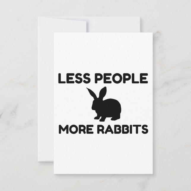 Less People More Rabbits Funny Thank You Card (Front)