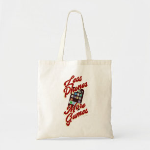 Less Phones More Games Game Night Humour Tote Bag