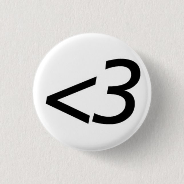 Less Than Three 1 Inch Round Button (Front)
