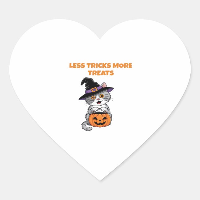 Less Tricks More Treats Halloween Gifts Classic T- Heart Sticker (Front)