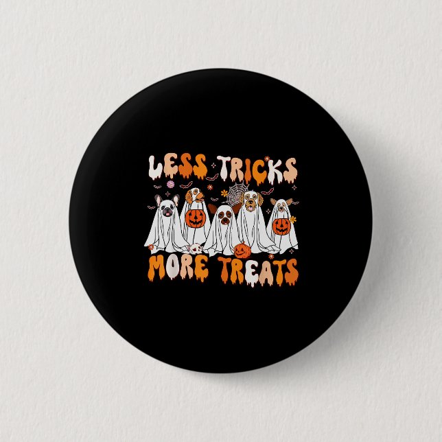 Less Tricks More Treats Soky Ghost Dogs Vet Tech  2 Inch Round Button (Front)