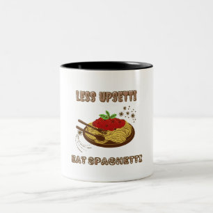 Less Upsetti More Spaghetti  Two-Tone Coffee Mug