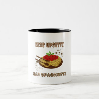 Less Upsetti More Spaghetti Two-Tone Coffee Mug