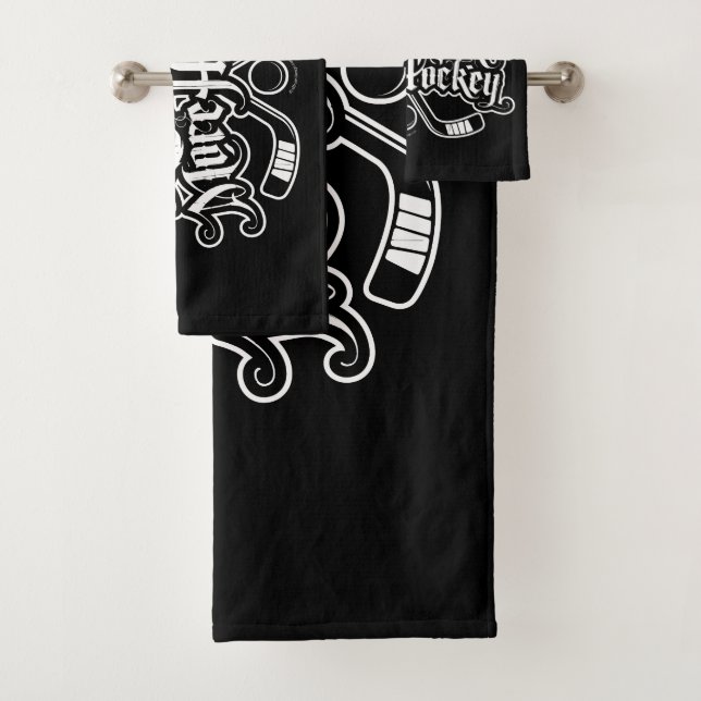 Less Work More Hockey Bath Towel Set (Insitu)