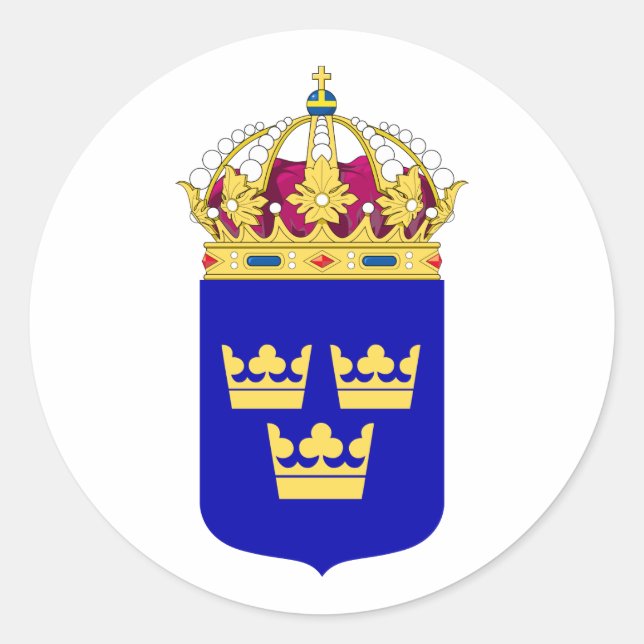 Lesser Coat of Arms Sweden Official Symbol Logo Classic Round Sticker (Front)