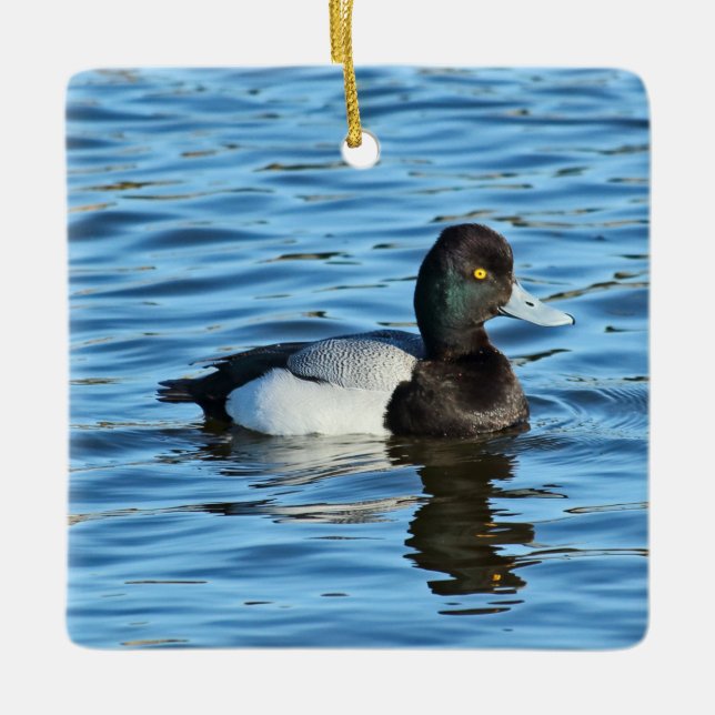 Lesser Scaup - Bluebill Duck Drake Ceramic Ornament (Front)
