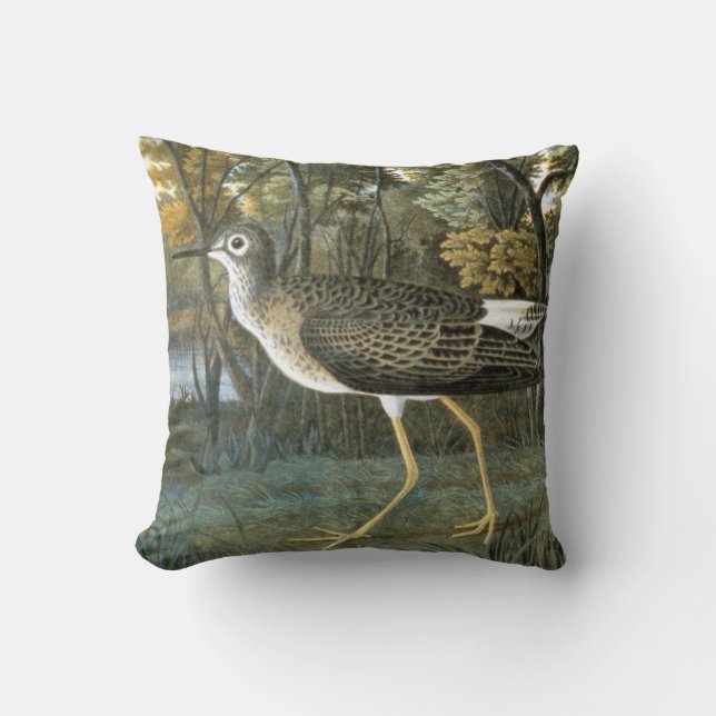 Lesser Yellowlegs Throw Pillow (Front)