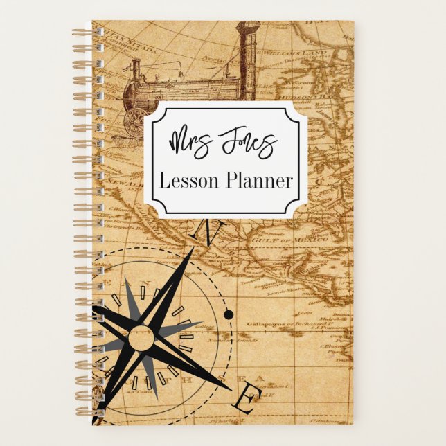 LESSON PLANNER WITH NAME travel theme (Front)