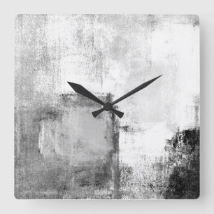'Lessons' Black and White Abstract Art Clock