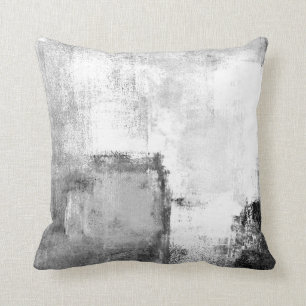 'Lessons' Black and White Abstract Art Pillow